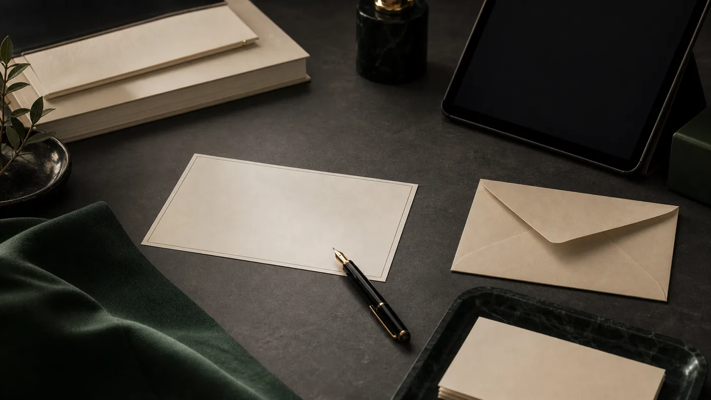 Private intake desk with blank feedback card and secure tablet