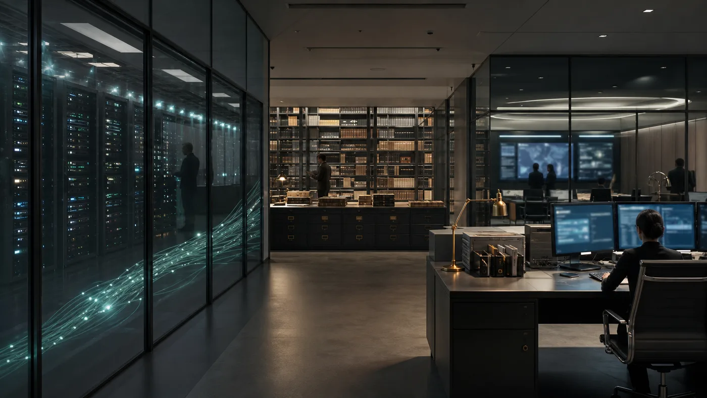 Secure research operations infrastructure with archive, servers and coordination desk