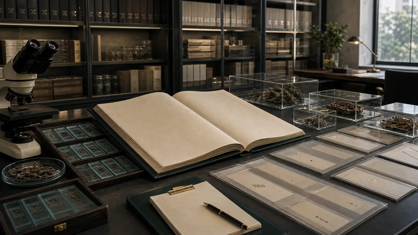 Source-ledger and evidence archive for biomedical research materials